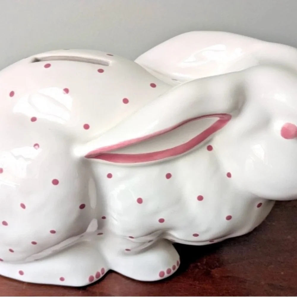 Tiffany & Co. White Ceramic Bunny with Pink Polka Dots - Picture 2 of 8